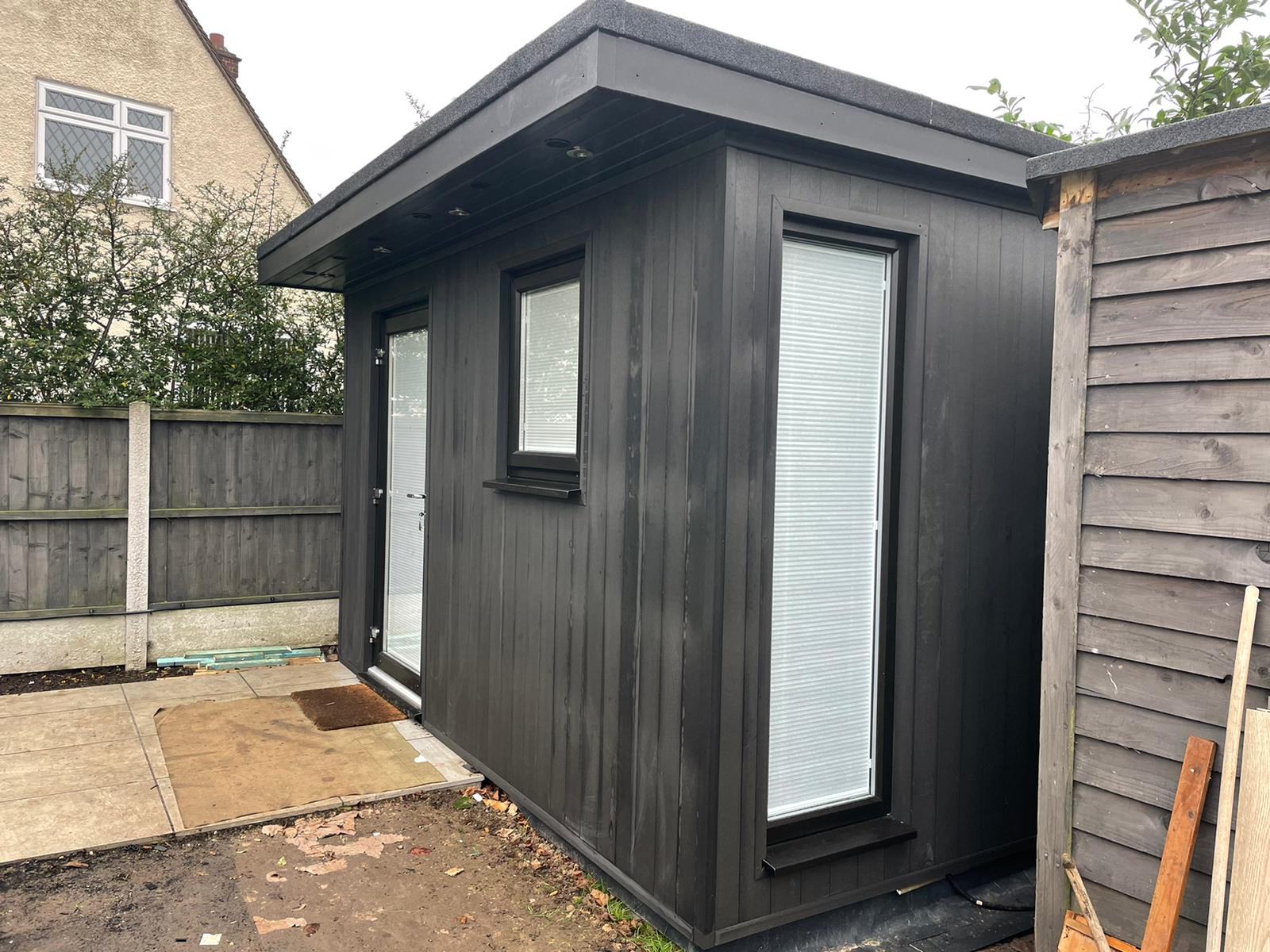 Modern black garden room in Southend-on-Sea with premium exterior finish