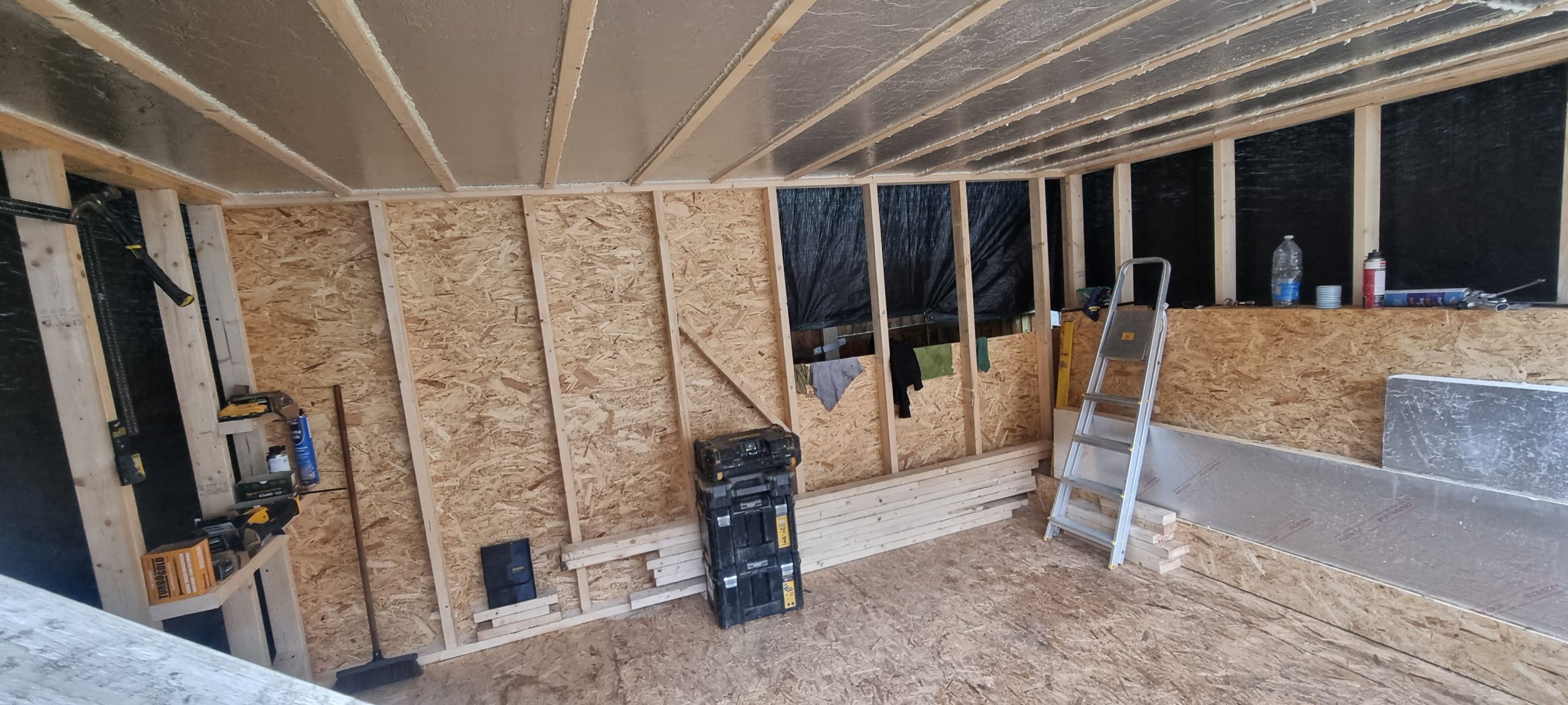 Garden room insulation and internal framing in Southend-on-Sea before final finish