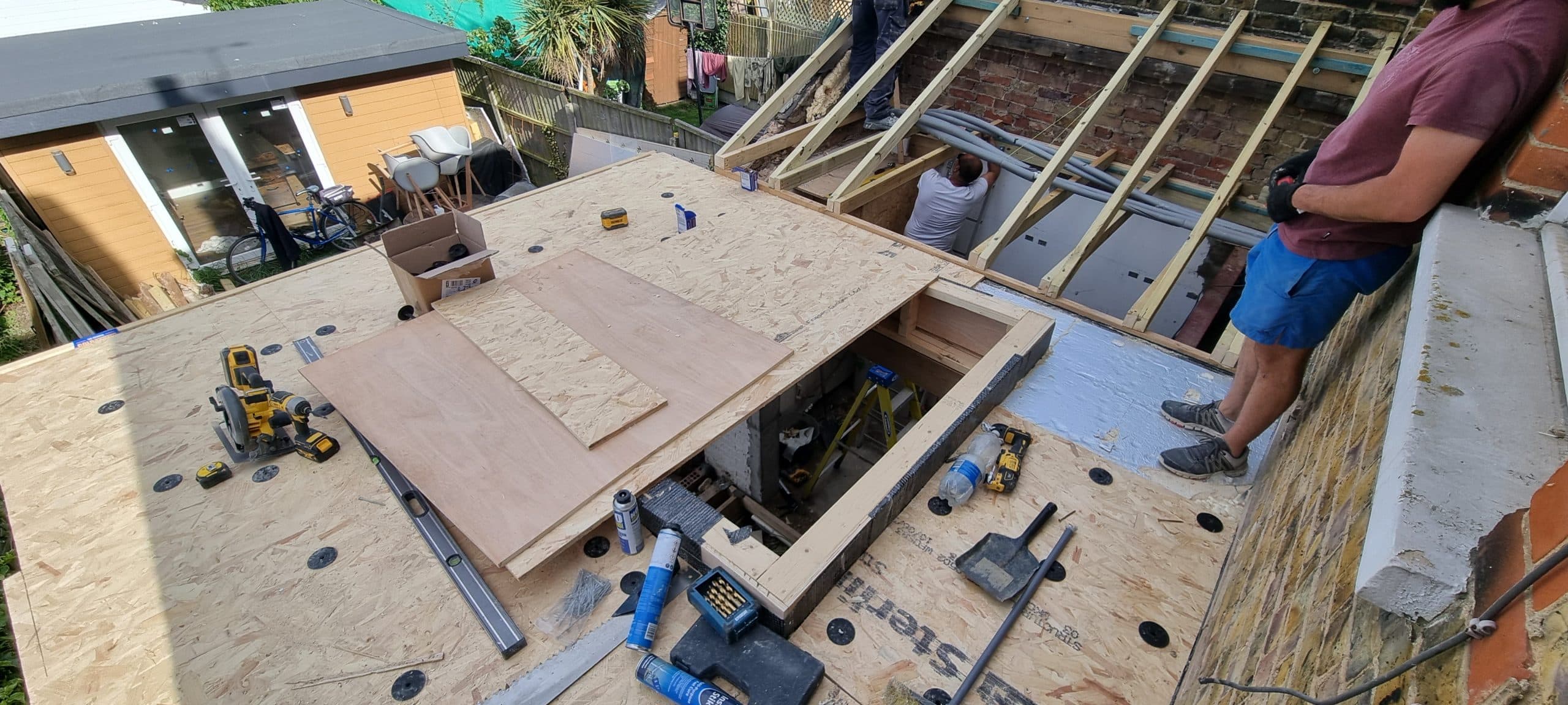 Rear extension roof construction in Southend-on-Sea with warm roof system